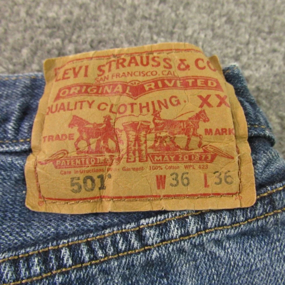 Levis 501 Jeans Mens 36x36 Original Straight Leg Blue‎ Denim Button Fly Classic